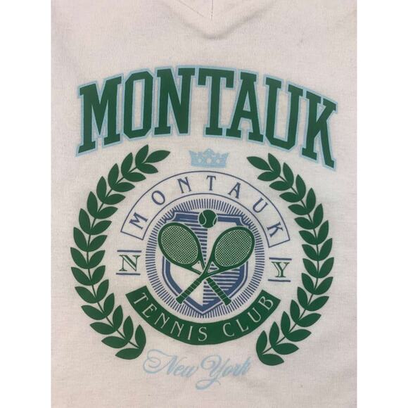 Forever 21 Women 1X White Plus Montauk Tennis Club Tee V Neck Crop Graphic Shirt - Picture 8 of 9